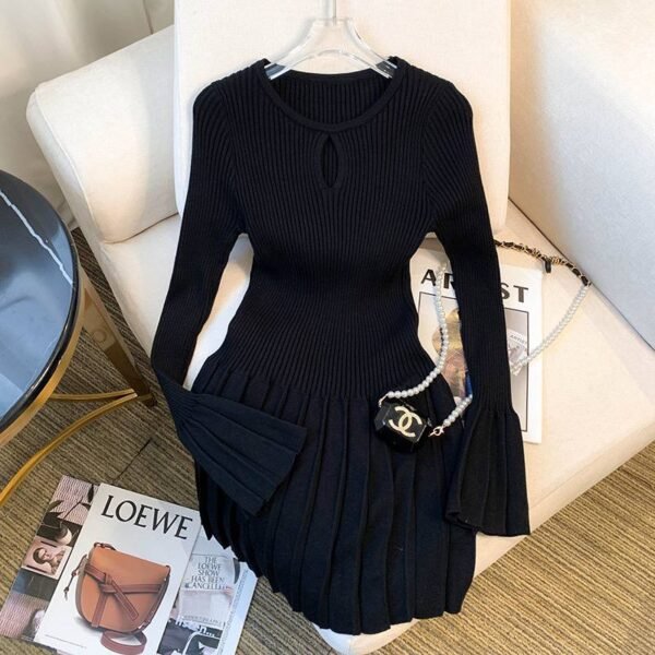 CHANEL BLACK LONG SLEEVE MINI DRESS