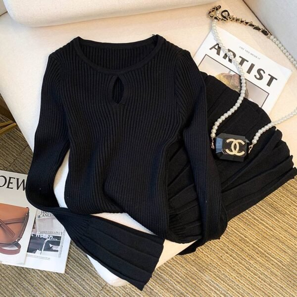 CHANEL BLACK LONG SLEEVE MINI DRESS - Image 2