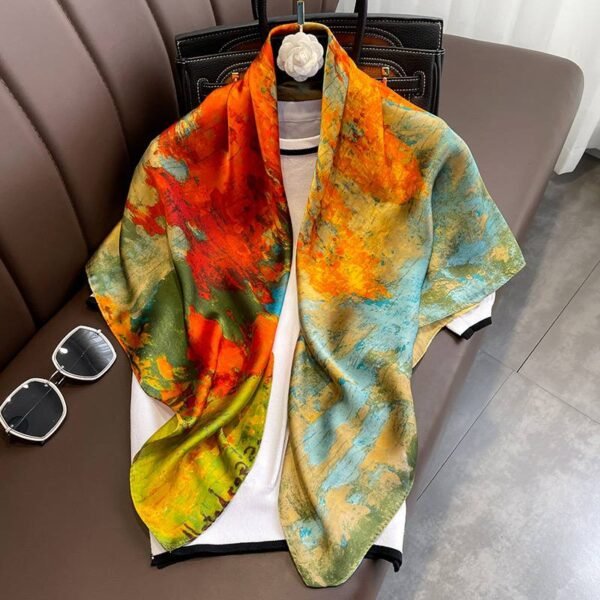 Women's Scarf, Versatile Long Shawl, Thin Chiffon/Silk Scarf For Spring/Summer, New Large Print Scarf For Autumn/Winter Elegant - Image 2