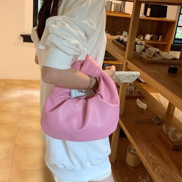 Mini Solid Color Cloud & Crescent Shaped Women's Wrinkled Handbag