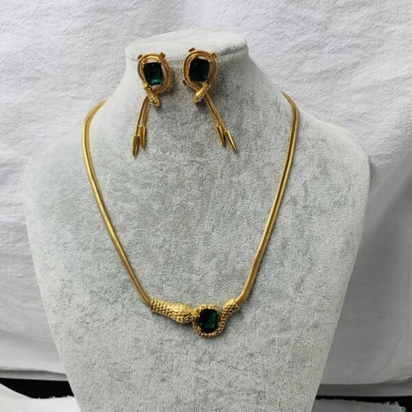 Glamorous Gemstone set Snake Design Necklace & EarringsFor Women For Daily Decoration - Image 2