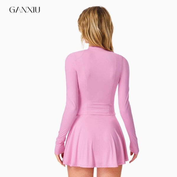 Women's Sports Set 2 Piece Sportswear Fitness Yoga Suit Long Sleeve Sports Crop Top Skirt Gym Clothing Stretch Workout Outfit - Image 3
