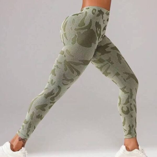Women's High Waist Pattern Print Seamless Workout Leggings For Daily Fitness - Image 4