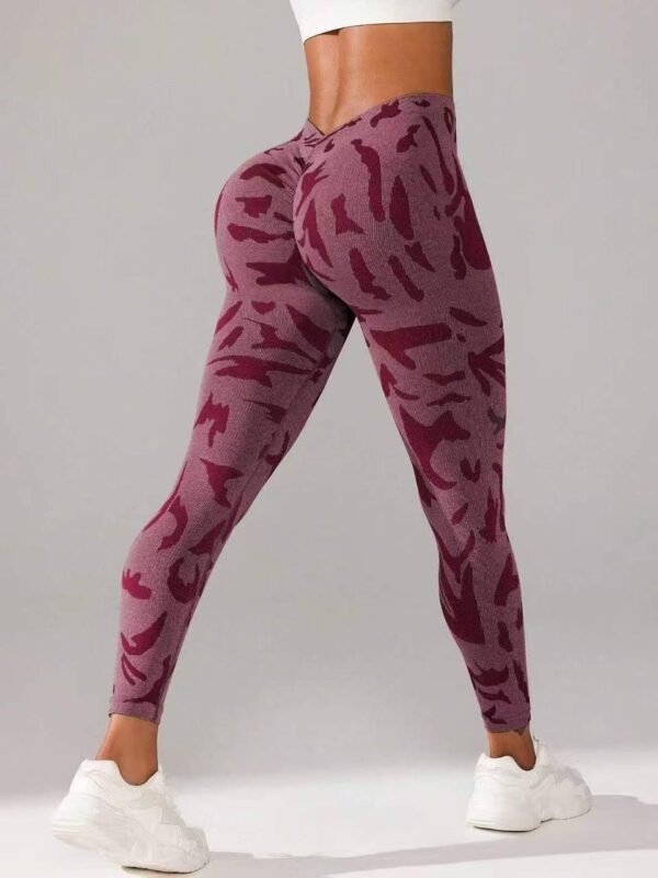 Women's High Waist Pattern Print Seamless Workout Leggings For Daily Fitness - Image 5