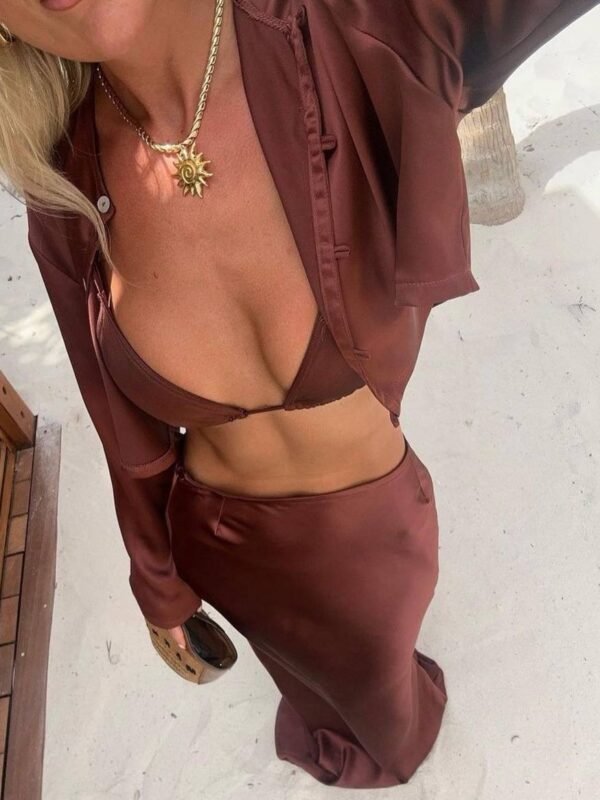 Boxy Cropped Blazer & Column Maxi Skirt - Image 2
