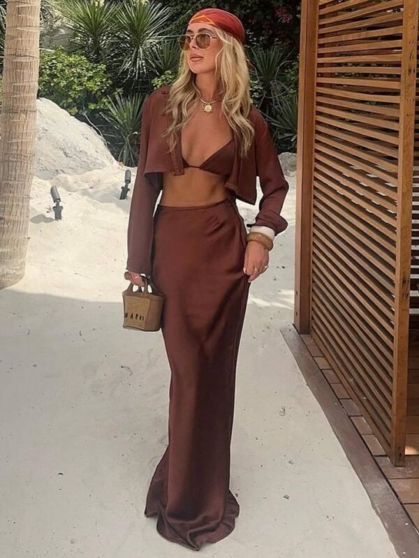 Boxy Cropped Blazer & Column Maxi Skirt