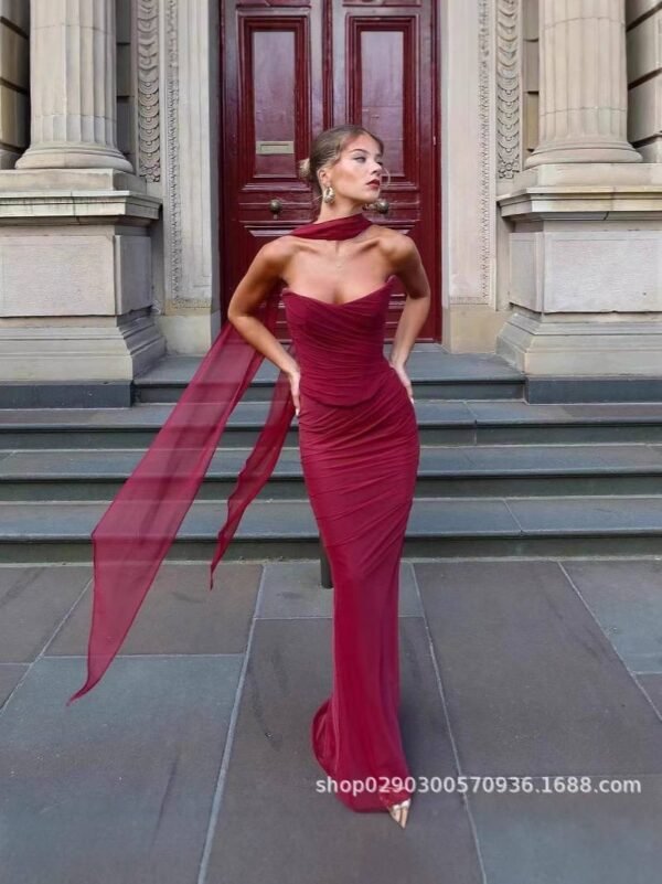 Cassidy Set Maxi Skirt and Hallie Corset Top in Cabernet Red