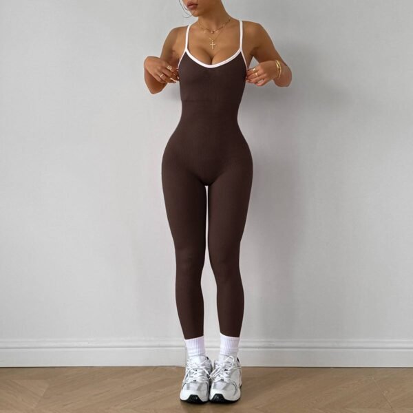 Slayoga Women's Ribbed Yoga Jumpsuit Pants - Image 3