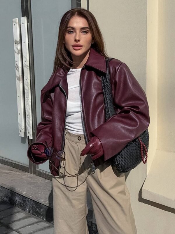 Autumn New Loose Casual PU Women's Jacket - Image 2