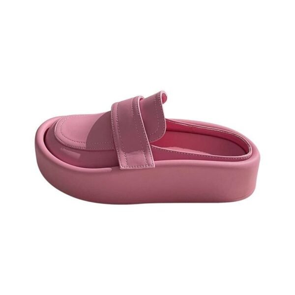 Women's Platform Loafers - Breathable Half Bread Casual Slip-On Shoes with Thick Sole - Image 3