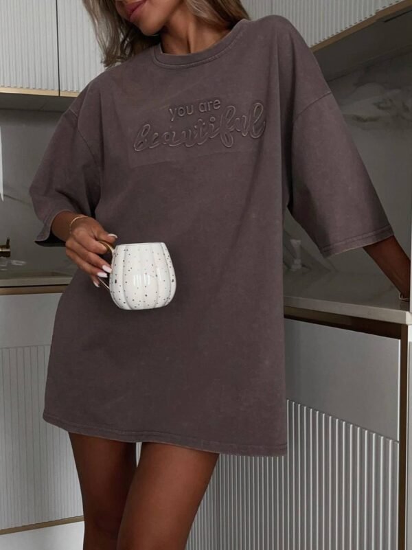 Women’s Summer Casual Short Sleeve Oversize Workout T-Shirt Tee Tops - Image 3