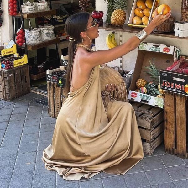 HOULENGS Women's Casual Sleeveless V Neck Maxi Dresses Side Split Tank Long Dress with Pockets - Image 3