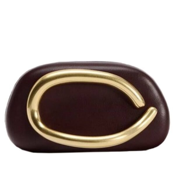 Box Clutch Purses For Women Shell Shape PU Leather Evening Handbag Gold Metal Handle Clutch Bag With Chain - Image 3