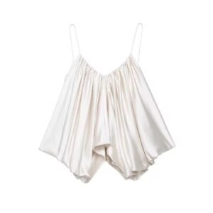 ZW COLLECTION DRAPED SATIN TOP - Pearl