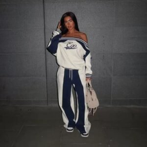 Oversized Bardot Contrast Stripe Ego Graphic Set