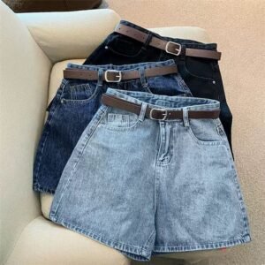 High Waist Wide Leg Denim Shorts