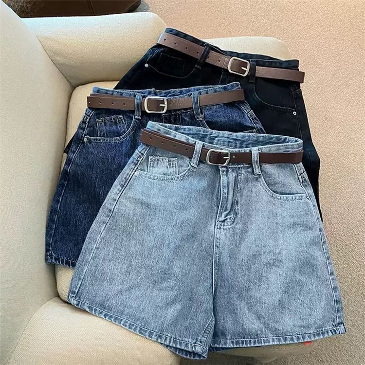 High Waist Wide Leg Denim Shorts