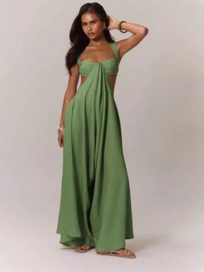 Extreme Wide Leg Jumpsuit Draped Front